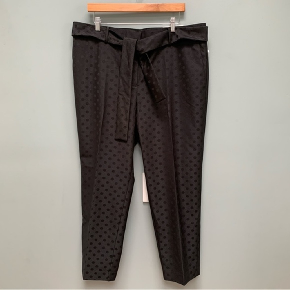 Ann Taylor Mid Rise Ankle Black Dress Belted Pants Dotted 16